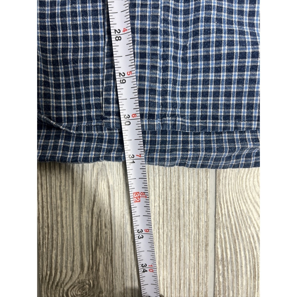 Eddie Bauer Blue Plaid Button Down Collared Short‎ Sleeve Shirt Casual Mens SZ L - Picture 3 of 8